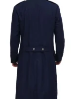 Navy Blue Men’s Wool Overcoat – Military Long Coat