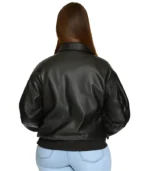 Plus Size Faux Leather Bomber Jacket