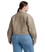 Quilted Lining Plus Size Faux Leather Biker Jacket
