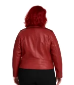 Women's Asymmetrical Plus Size Red Leather Jacket