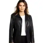 Womens Natalie Plus Size Black Leather Jacket