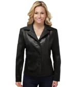 Womens Notch Collar Leather Jacket
