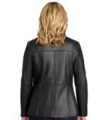 Womens Notch Collar Leather Jacket