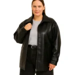 Womens Plus Size Faux Leather Coat
