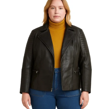 Womens Quilted Plus Size Leather Jacket