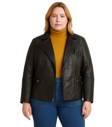 Womens Quilted Plus Size Leather Jacket