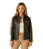 Women's Striped Oversized Racer Jacket