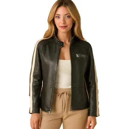 Women's Striped Oversized Racer Jacket