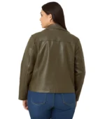 Womens Studded Collar Plus Size Leather Motorcycle Jacket