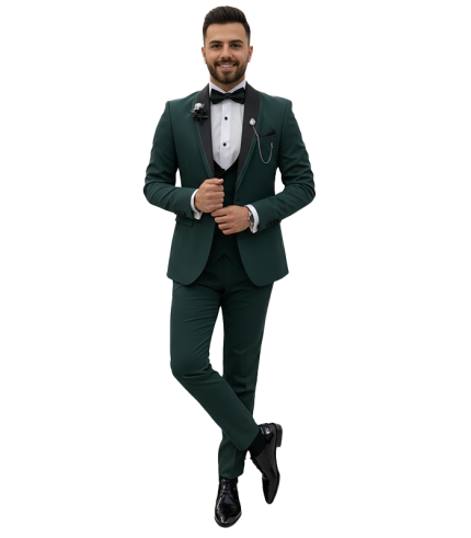 Mens Dark Green 3 Piece Suit