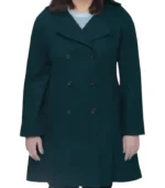Ana Womens Forest Green Double Breasted Flare Wool Coat – Regular Fit