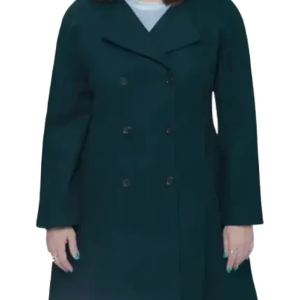 Ana Womens Forest Green Double Breasted Flare Wool Coat – Regular Fit