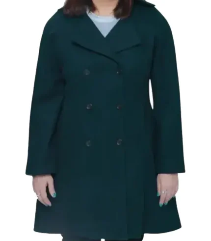 Ana Womens Forest Green Double Breasted Flare Wool Coat – Regular Fit