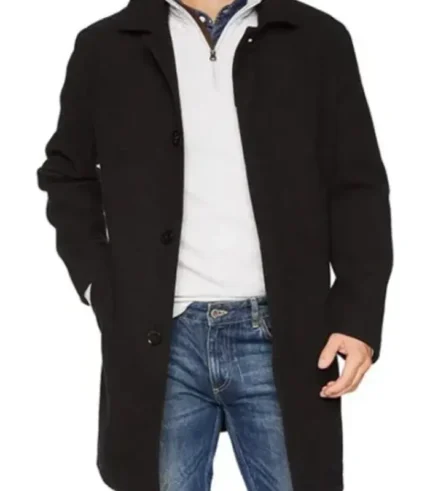 Armando Mens Black 3 4 Length Wool Coat