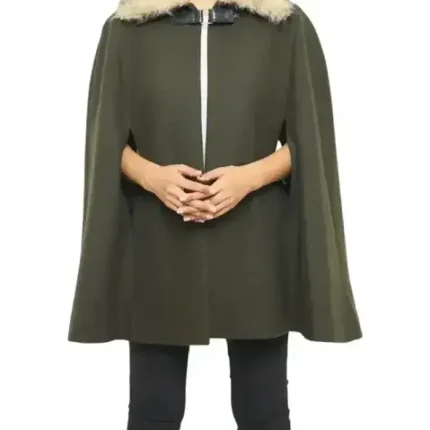 Chic Olive Green Wool Blend Women Cape Coat