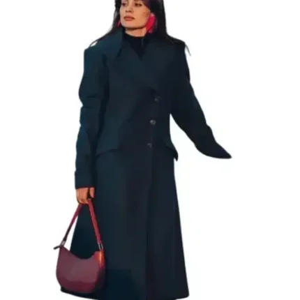 Clarice Womens Long Green Wool Coat – Overcoat for Women