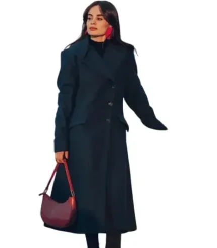 Clarice Womens Long Green Wool Coat – Overcoat for Women