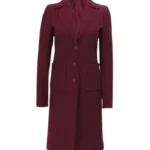 Connie Regular Fit Maroon Long Wool Coat – Overcoat for Women