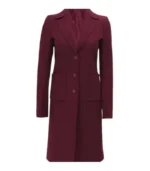 Connie Regular Fit Maroon Long Wool Coat – Overcoat for Women