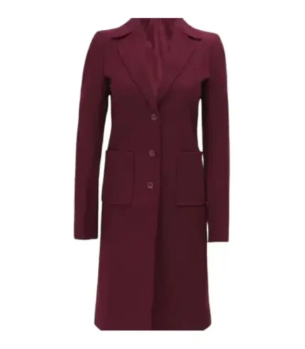 Connie Regular Fit Maroon Long Wool Coat – Overcoat for Women