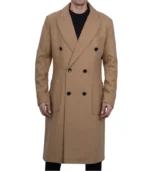 Fredrick Men’s Double Breasted Beige Wool Coat Men