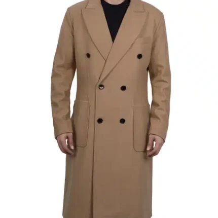 Fredrick Men’s Double Breasted Beige Wool Coat Men