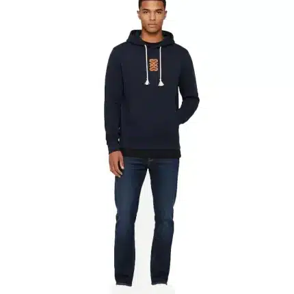 Leather patch sweatshirt