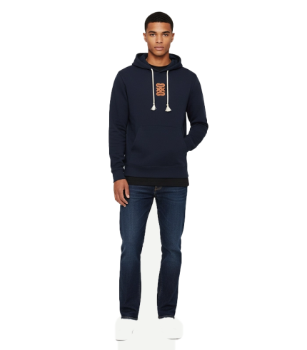 Leather patch sweatshirt