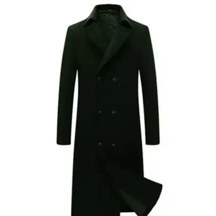Mens Long Wool Trench Coat – Green