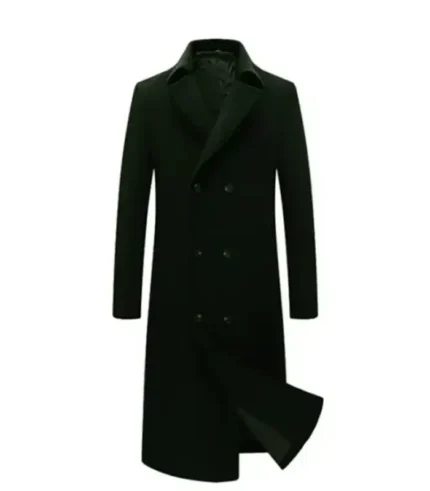 Mens Long Wool Trench Coat – Green