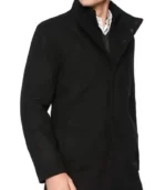 Rafferty Black Modern Fit Wool Coat for Men