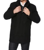 Rafferty Black Modern Fit Wool Coat for Men