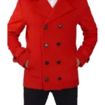 Red Double Breasted Wool Peacoat Mens – Vibrant Classic Outerwear