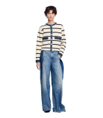 Striped cardigan with denim details