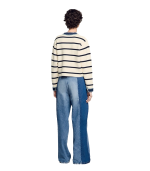 Striped cardigan with denim details