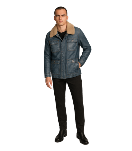 Wesley Denim Leather Chore Jacket
