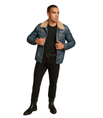 Wesley Denim Leather Chore Jacket