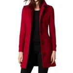 Women Luxurious Red Long Wool Coat for Winter