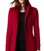 Women Luxurious Red Long Wool Coat for Winter