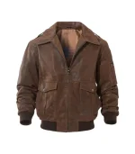 Air Force Flight Aviator Bomber Leather Jacket Front View
