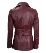 Asymmetrical Burgundy Leather Biker Jacket