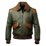 Men’s A2 Sheepskin Leather Aviator Jacket Front View