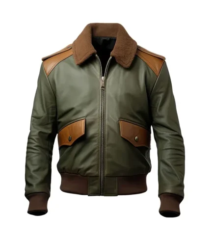 Men’s A2 Sheepskin Leather Aviator Jacket Front View