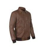 Mens Anthony Brown Leather Bomber Jacket
