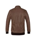 Mens Anthony Brown Leather Bomber Jacket Back View