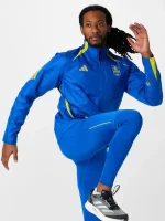 Adidas 2026 marathon jacket zipper detail with smooth finish and neat stitching.