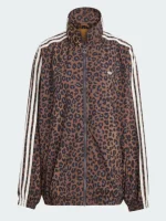 Oversized brown leopard Adidas track jacket for men and women