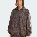 Adidas leopard Firebird oversized brown track jacket streetwear style