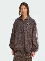 Adidas leopard Firebird oversized brown track jacket streetwear style