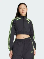 Adidas Teamgeist Adicolor black cropped track jacket showing sporty silhouette and clean finish